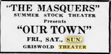 Griswold Theatre - JULY 27 1951 AD
